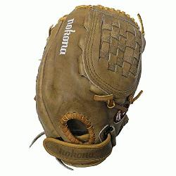 kona Banana Tanned is game ready leather on this fastpitch nokona softball glove.